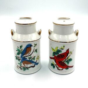 Vintage Enesco Japan Milk Jug Bird Salt & Pepper Shakers – Cardinal & Bluebird
